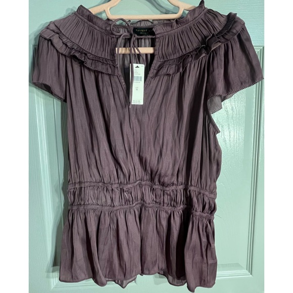 Anthropologie Current Air Purple Short Flutter Sleeve NWT Size Medium - Picture 8 of 12